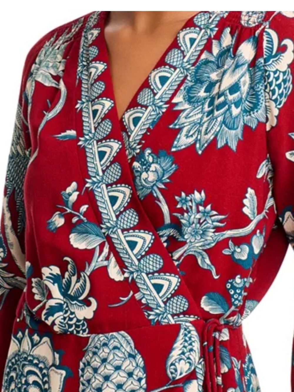 NWT FARM Rio Red Tropical Landing Wrap Mini Dress XS - Picture 7 of 8
